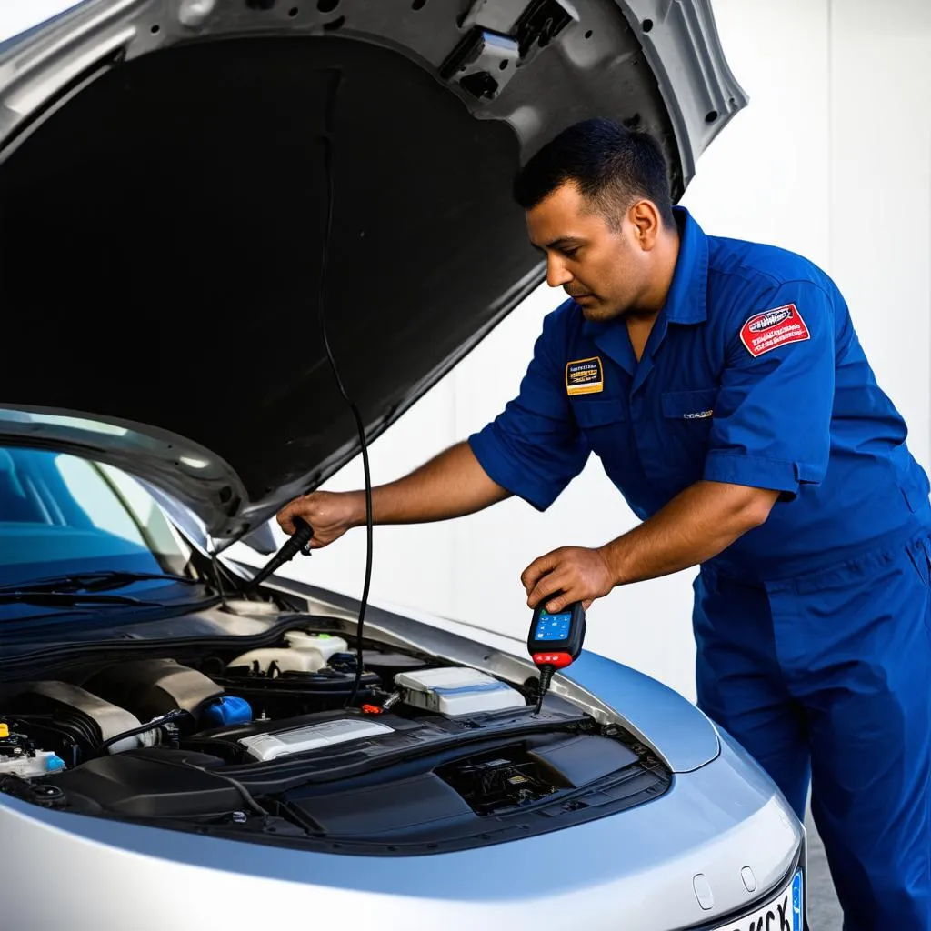 car diagnostic scanner in use